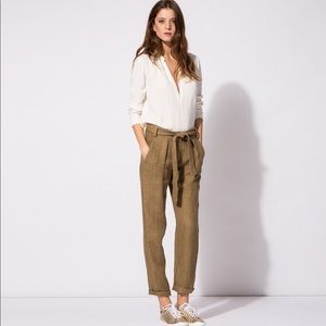 Maje Straight linen trousers with bow - Size 38